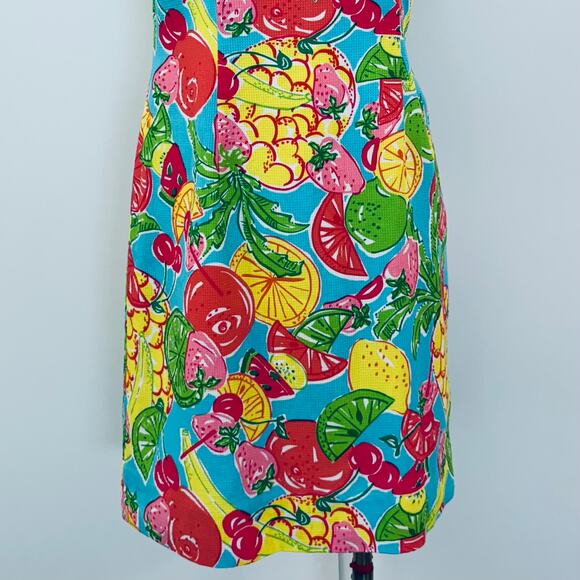 Lilly Pulitzer Fruit Print Vintage Sheath Mini Dress Sleeveless Light Blue Sz 8 - Picture 3 of 9